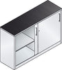 Schiebetürenschrank CP,  B1600xT500xH1000 mm RAL 7035, 2 Fachböden mit Mitteltrennwand CP