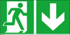 Fluchtwegschild NEUTRAL,  Folie B300xH150 mm Notausgang rechts mit Pfeil abwärts langnachleuchtend