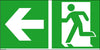 Fluchtwegschild NEUTRAL,  Folie B300xH150 mm Notausgang links mit Pfeil links langnachleuchtend