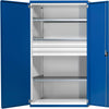 Schwerlastschrank ANKE,  B1085xT630xH1950mm RAL7035/5010 o.Mittelwand3Böden,3Schubladen 100kg