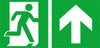 Fluchtwegschild NEUTRAL,  Alu B400xH200 mm Notausgang rechts mit Pfeil gerade langnachleuchtend