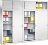 Aufsatzschrank C+P,  B1200xT400xH790 mm RAL 7035 1 Fachböden mit Schiebetüren CP