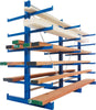 Kragarmregal META REGALBAU,  L Anbaufeld B1000xT2x600xH2500 mm doppelseitig RAL 5010 2x4 Arme Traglast 140kg