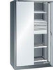 Einschwenktürenschrank LISTA,  B1100xT641xH1950mm RAL 5012,Vollblechtür 4 Böden,3 Schubladen