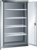 Flügeltürenschrank LISTA,  B1100xT641xH1950mm RAL 7035,Vollblechtür 4 Böden