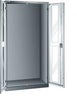 Flügeltürenschrank LISTA,  B1000xT580xH1950mm RAL 7035,Sichtfenstertür Leergehäuse