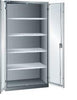Flügeltürenschrank LISTA,  B1000xT580xH1950mm RAL 5012,Vollblechtür 4 Böden