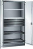 Flügeltürenschrank LISTA,  B1000xT580xH1950mm RAL 5012,Vollblechtür 4 Böden,3Schubladen