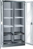 Flügeltürenschrank LISTA,  B1000xT580xH1950mm RAL 5012,Sichtfenstertür Trennwand,10 Böden