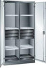 Flügeltürenschrank LISTA,  B1000xT580xH1950mm RAL 7035,Vollblechtür 8 Böden,6Schubladen