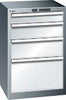 Schubladenschrank LISTA,  27x27E B564xT572xH850mm RAL 7035/5012 4 Schubladen 75kg