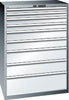 Schubladenschrank LISTA,  54x36E B1023xT725xH1450mm RAL 7035 9 Schubladen 75/200kg