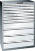 Schubladenschrank LISTA,  54x36E B1023xT725xH1450mm RAL 7035 10 Schubladen 75/200kg