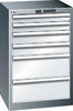 Schubladenschrank LISTA,  27x27E B564xT572xH850mm RAL 7035/5012 6 Schubladen 75kg
