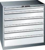 Schubladenschrank LISTA,  54x36E B1023xT725xH1000mm NCS 6502-S/RAL7035 6 Schubladen 200kg