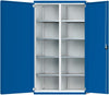 Schwerlastschrank ANKE,  B1085xT630xH1950mm RAL7035/5010 m.Mittelwand8 Böden