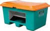 Streugutbehälter CEMO,  400 l B1210xT820xH670 mm mit Entnahmeöffnung grün/orange
