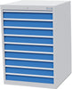 Schubladenschrank BEDRUNKA + HIRTH,  T736 705 mm, 9 Sbl. VA