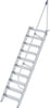 Alu-Treppe MUNK,  60 Grad 10 Stufen B 800 mm lichte Höhe 2420 mm Ausladung 1626 mm
