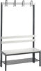 Garderobenbank CP,  einseitig B1000xT403xH1710 mm RAL 7021/Kst.-Leisten mit Schuhrost, 4 Füße CP