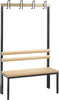 Garderobenbank CP,  einseitig B1000xT403xH1710 mm RAL 7021/Hartholz ohne Schurost, 4 Füße CP