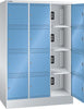 Ladeschrank LISTA,  Fächer Ral 7035/5012 BxTxH 1205x585x1790mm 3x4 Fächer Schuko