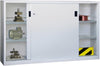 Schwerlastschrank PAVOY,  H1200xB2000xT400 mm 4 Böden verz. Mittelwand RAL 7035 Schiebetür