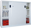 Schwerlastschrank PAVOY,  H1200xB1500xT400 mm 4 Böden verz. Mittelwand RAL 7035 Schiebetür