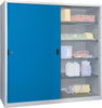 Schiebetürenschrank PAVOY,  B2000xT400xH1950 mm 8 Böden verz. Mittelwand RAL 7035/5012
