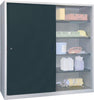Schiebetürenschrank PAVOY,  B2000xT400xH1950 mm 8 Böden verz. Mittelwand RAL 7035/7016