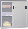 Schiebetürenschrank PAVOY,  B1000xT600xH1000 mm 2 Böden verzinkt RAL 7035