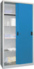 Schiebetürenschrank PAVOY,  B1000xT500xH1950 mm 4 Böden verzinkt RAL 7035/5012