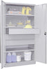 Schwerlastschrank PAVOY,  m.TürenH1950xB1040xT630 mm 3 FB, SL 3 x FH 175 mm RAL 7035