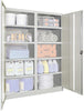 Schwerlastschrank PAVOY,  m.TürenH1950xB1470xT630 mm 8 Böden RAL 7035 Mittelwand