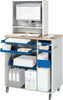 Computer-Tisch RAU,  B1030xT660xH1810 mm RAL 7035/5010 mobil Gehäuse mit Tür