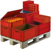 Transport-Stapelkasten LA-KA-PE,  B400xT300xH50 mm rot, geschlossen ohne Griffloch