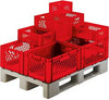 Transport-Stapelkasten LA-KA-PE,  B600xT400xH270 mm rot, kpl. durchbrochen mit Griffloch LA-KA-PE