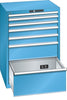 Schubladenschrank LISTA,  36x36E 717x725x1000 7 Schub., 75kg Typ D4x230V KEYLock Lichtblau RAL5012