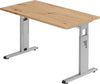 Schreibtisch PRECITOOL,  C-Fuß B 120 x T 67 cm Asteiche/silber man. Stufenlos verstellb.
