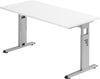 Schreibtisch PRECITOOL,  C-Fuß B 140 x T 67 cm Weiß/silber man. Stufenlos verstellb.