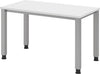 Schreibtisch PRECITOOL,  4 Fuß eckig B 120 x T 67 cm Weiß/silber man. Stufenlos verstellb.