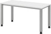 Schreibtisch PRECITOOL,  4 Fuß rund B 140 x T 67 cm Weiß/silber man. Stufenlos verstellb.