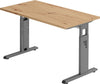 Schreibtisch PRECITOOL,  C-Fuß B 120 x T 67 cm Asteiche/Graphit man. Stufenlos verstellb.
