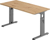 Schreibtisch PRECITOOL,  C-Fuß B 140 x T 67 cm Asteiche/Graphit man. Stufenlos verstellb.