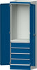 Modulschrank ANKE,  Modell 2409 B715xT720xH2200mm RAL 7035/5012 mit Türen 4 Schubladen