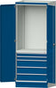 Modulschrank ANKE,  Modell 2410 B865xT720xH2200mm RAL 7035/5012 mit Türen 5 Schubladen