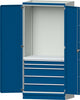Modulschrank ANKE,  Modell 2410 B1015xT720xH2200mm RAL 7035/5012 mit Türen 5 Schubladen