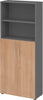 Regal PRECITOOL,  5OH, 3OH K: Graphit / F: Nussbaum 80x34,6x188 cm (BxTxH) Türen unten BM 4770